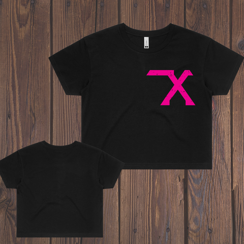 X Cropped Tee - Black/Pink